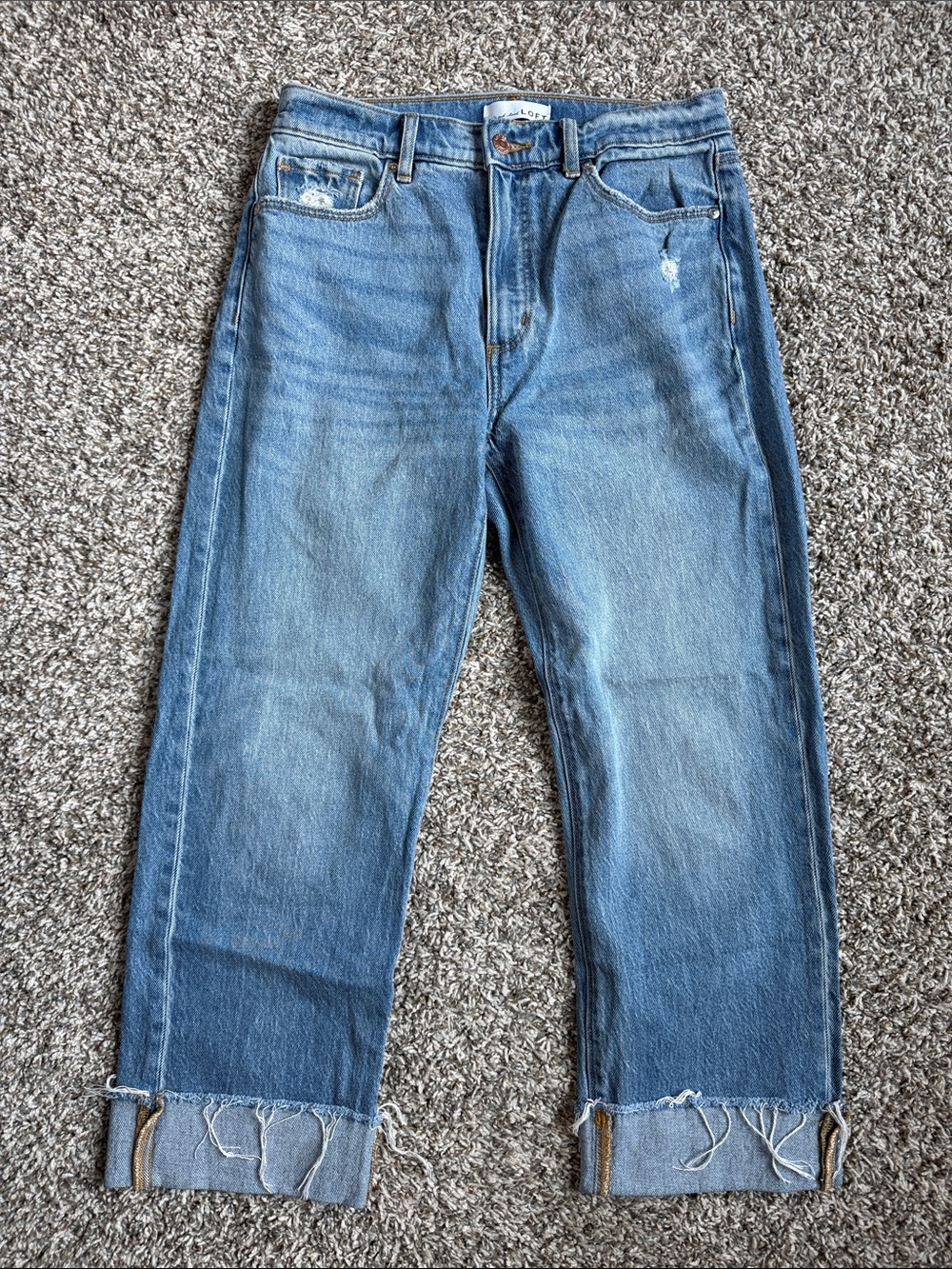 Loft Cuffed Straight Denim Jeans